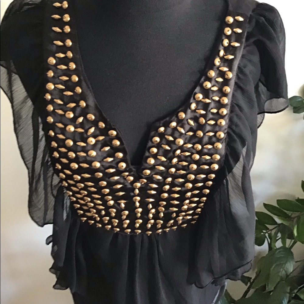Embellished Sheer Top with Camisole Sz M - Picture 2 of 7